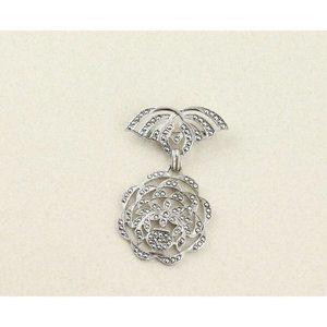 Sterling Silver Flower Dangle Pin Brooch Art Deco